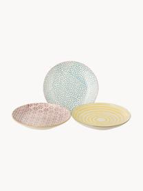 Platos pastel artesanales Holly, 3 uds., Gres, Off White, multicolor, Ø 16 cm