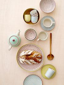 Assiettes à pain peintes à la main Holly, 3 élém., Grès cérame, Blanc cassé, multicolore, Ø 16 cm