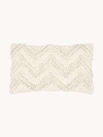 Kussenhoes Akesha met getuft zigzagpatroon, 100% katoen, Crèmewit, B 30 x L 50 cm