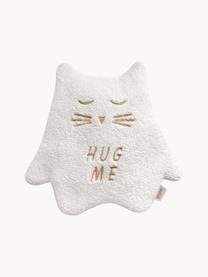 Ručne vyrobený plyšový vankúšik Kitten, Polyester, Lomená biela, Š 31 x D 33 cm