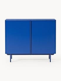 Credenza alta in legno Elona, Blu elettrico, Larg. 100 x Alt. 120 cm