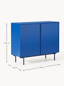 Credenza alta in legno Elona, Blu elettrico, Larg. 100 x Alt. 120 cm