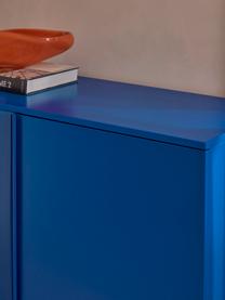 Credenza alta in legno Elona, Blu elettrico, Larg. 100 x Alt. 120 cm