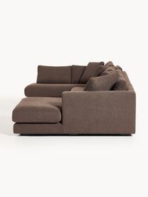 Sofa Bouclé Tribeca, Tapicerka: Bouclé (93% poliester, 6%, Stelaż: drewno bukowe, drewno sos, Nogi: drewno sosnowe Ten produk, Ciemnobrązowy Bouclé, S 356 x G 192 cm, lewostronna