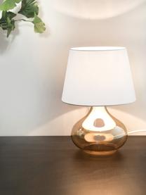 Tischlampe Cameron mit Glasfuss, Lampenschirm: Polyester, Weiss, Bernsteinfarben, Ø 18 x H 33 cm