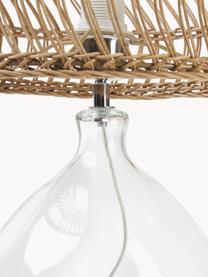 Lampada da tavolo con base in vetro e paralume in rattan Zoya, Paralume: rattan, Base della lampada: vetro, Marrone chiaro, trasparente, Ø 30 x Alt. 51 cm