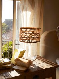 Velká stolní lampa se skleněnou podstavou a ratanovým stínidlem Zoya, Světle hnědá, transparentní, Ø 30 cm, V 51 cm
