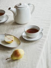 Servicio de té artesanal Nordic Vanilla, 2 comensales (7 pzas.), Cerámica con esmalte reactivo, Gris claro jaspeado, 2 comensales (7 pzas.)