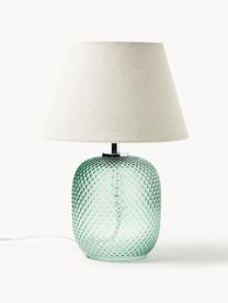 Lámpara de mesa pequeña de vidrio Cornelia, Pantalla: poliéster, Cable: plástico, Beige, verde menta, Ø 28 x Al 38 cm