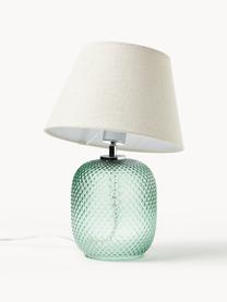 Kleine Tischlampe Cornelia mit getöntem Glasfuss, Lampenschirm: Polyester, Beige, Mintgrün, Ø 28 x H 38 cm