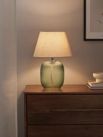 Petite lampe à poser avec pied en verre teinté Cornelia, Beige, vert menthe, Ø 28 x haut. 38 cm