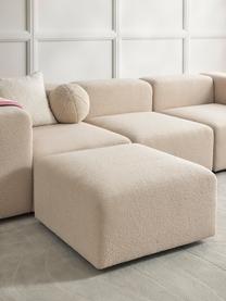 Bouclé Sofa-Hocker Lena, Bezug: Bouclé (93 % Polyester, 6, Gestell: Kiefernholz, Schichtholz,, Füße: Kunststoff, Bouclé Hellbeige, B 76 x T 76 cm