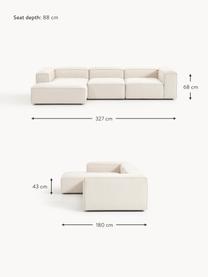 Modulares Ecksofa Lennon aus Leinen-Mix, Bezug: 50 % Viskose, 25 % Leinen, Gestell: Fichtenholz, Sperrholz, m, Füße: Kunststoff Dieses Produkt, Leinen-Mix Beige, B 327 x T 180 cm, Eckteil links