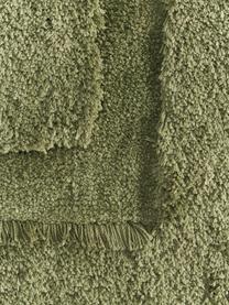 Puszysty dywan z długim włosiem z wypukłą strukturą Genève, Ciemny zielony, S 80 x D 150 cm (Rozmiar XS)