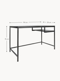 Metalen bureau Fushion, Frame: gepoedercoat metaal, Zwart, B 114 x H 76 cm