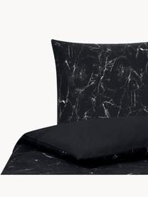 Baumwollperkal-Bettwäsche Malin mit Marmor-Muster, Webart: Perkal Fadendichte 200 TC, Schwarz, Weiß, 135 x 200 cm + 1 Kissen 80 x 80 cm