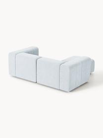 Modulares Bouclé-Sofa Lena (3-Sitzer) mit Hocker, Bezug: Bouclé (93 % Polyester, 6, Gestell: Buchenholz, Spanplatte, H, Füße: Kunststoff, Bouclé Hellblau, B 211 x T 181 cm