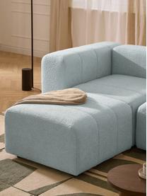 Modulares Bouclé-Sofa Lena (3-Sitzer) mit Hocker, Bezug: Bouclé (93 % Polyester, 6, Gestell: Buchenholz, Spanplatte, H, Bouclé Hellblau, B 211 x T 181 cm