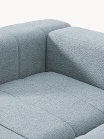 Modulares Bouclé-Sofa Lena (3-Sitzer) mit Hocker (links/rechts), Bezug: Bouclé (93 % Polyester, 6, Gestell: Buchenholz, Spanplatte, H, Füße: Kunststoff, Bouclé Hellblau, B 211 x T 181 cm