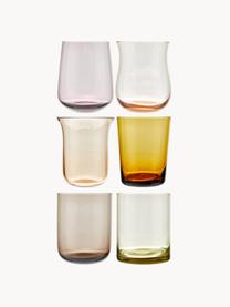 Vasos de vidrio soplado artesanalmente Desiguale, 6 uds., Vidrio soplado artesanalmente, Multicolor transparente, Ø 8 x Al 10 cm, 200 ml