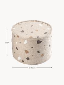 Pouf en bouclette pour enfants fait main Sugar, Ø 40 cm, Bouclette beige, aspect terrazzo, Ø 40 x haut. 25 cm