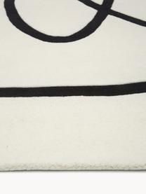 Alfrombra artesanal de lana Line, Parte superior: 100% lana, Reverso: 100% algodón La alfombra , Blanco crema, An 200 x L 300 cm (Tamaño L)