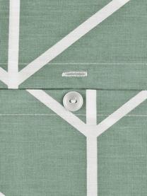 Pościel z bawełny Mirja, Zielony, biały, we wzór, 135 x 200 cm + 1 poduszka 80 x 80 cm