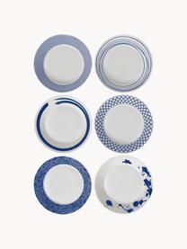 Set di 6 piatti fondi in porcellana Pacific Blue, Porcellana, Bianco, blu scuro, Ø 23 cm