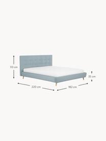 Čalouněná postel s dřevěnými nohami Moon, Šedomodrá, Š 140 cm, D 200 cm