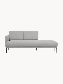 Chaise longue Fluente, Rivestimento: 80% poliestere, 20% ramiè, Struttura: legno di pino massiccio, Piedini: metallo verniciato a polv, Tessuto grigio chiaro, Larg. 202 x Prof. 85 cm, schienale a sinistra