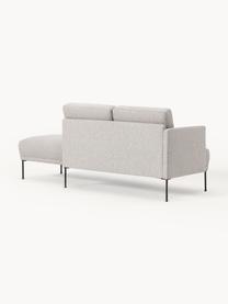 Chaise longue Fluente, Bekleding: 80% polyester, 20% ramie , Frame: massief grenenhout, FSC-g, Poten: gepoedercoat metaal, Geweven stof lichtgrijs, B 202 x D 85 cm, rugleuning links