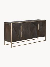 Komoda z litego drewna mangowego Harry, Korpus: lite drewno mangowe, laki, Stelaż: metal malowany proszkowo, Drewno mangowe, odcienie złotego, S 175 x W 85 cm