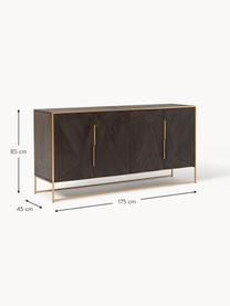 Credenza con ante in legno di mango massiccio Harry, Legno di mango, dorato, Larg. 175 x Alt. 85 cm