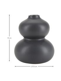 Jarrón pequeño de cerámica Bobble, Cerámica, Negro mate, Ø 13 x Al 15 cm