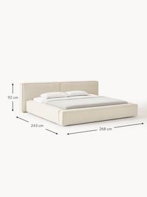 Cama tapizada Lennon, con espacio de almacenamiento, Tapizado: 100% poliéster Alta resis, Estructura: madera de pino maciza, ma, Patas: madera, plástico Este pro, Tejido Off White, An 208 x L 243 cm (colchón 140 x 200 cm)