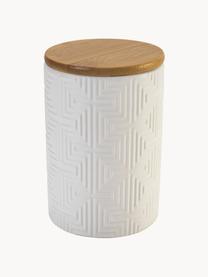 Bocaux de rangement avec motif texturé Geometry, 3 élém., Blanc, bois foncé, Ø 10 x haut. 15 cm