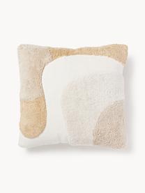 Housse de coussin 45x45 décorative Malu, 100 % coton, Tons beiges, blanc crème, larg. 45 x long. 45 cm