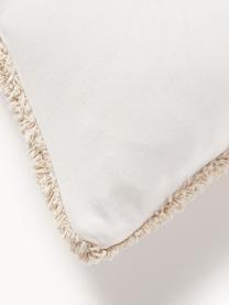 Housse de coussin 45x45 décorative Malu, 100 % coton, Tons beiges, blanc crème, larg. 45 x long. 45 cm