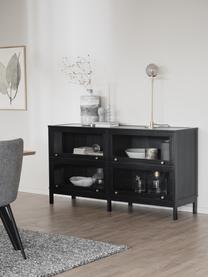 Credenza con ante in vetro nero Kilmore, Nero, Larg. 150 x Alt. 81 cm