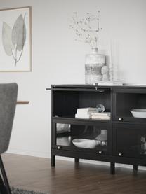 Credenza con ante in vetro nero Kilmore, Nero, Larg. 150 x Alt. 81 cm