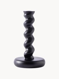 Handgefertigter Metall-Kerzenhalter Twister, Metall, beschichtet, Schwarz, Ø 14 x H 24 cm