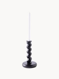 Ręcznie wykonany świecznik z metalu Twister, Metal powlekany, Czarny, Ø 14 x W 24 cm