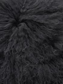 Poszewka na poduszkę ze skóry jagnięcej o długim włosiu Ella, kręcona, Ciemny szary, S 40 x D 40 cm