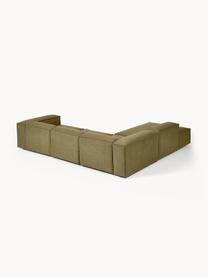 Canapé d'angle XL modulable Lennon, Tissu vert olive, larg. 329 x prof. 269 cm, méridienne à gauche