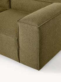 Modulares XL-Ecksofa Lennon, Bezug: 100 % Polyester Der strap, Gestell: Massives Kiefernhol, Sper, Webstoff Olivgrün, B 329 x T 269 cm, Eckteil links