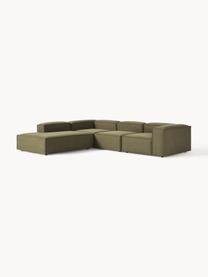 Modulares XL-Ecksofa Lennon, Bezug: 100 % Polyester Der strap, Gestell: Massives Kiefernhol, Sper, Füße: Kunststoff Dieses Produkt, Webstoff Olivgrün, B 329 x T 269 cm, Eckteil links