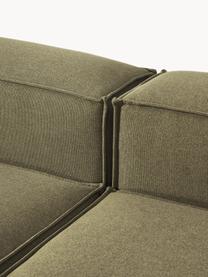 Narożna sofa modułowa XL Lennon, Tapicerka: 100% poliester Dzięki tka, Stelaż: lite drewno sosnowe, skle, Nogi: tworzywo sztuczne Ten pro, Oliwkowozielona tkanina, S 329 x G 269 cm, lewostronna