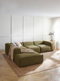 Modulares XL-Ecksofa Lennon, Bezug: 100 % Polyester Der strap, Gestell: Massives Kiefernhol, Sper, Füße: Kunststoff Dieses Produkt, Webstoff Olivgrün, B 329 x T 269 cm, Eckteil links