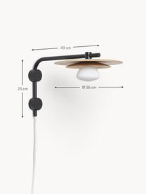 Applique orientable en bois de frêne Zadie, Noir, bois de frêne, Ø 9 x haut. 23 cm