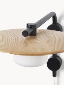 Applique orientable en bois de frêne Zadie, Noir, bois de frêne, Ø 9 x haut. 23 cm